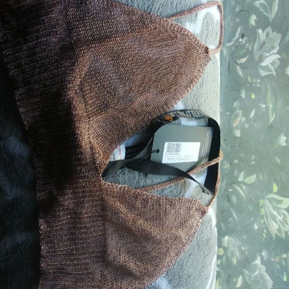 Copper metallic sheer crop top NWT - Picture 2 of 3